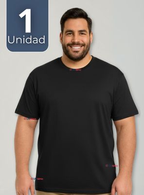 Polera Camiseta 100% Algodón Premium Manga Corta Básico Color Negro para Hombre