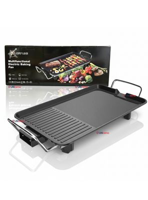Plancha Parrillerra Eléctrica ExtraGrande Antiadherente Churrasquera 1500W de Potencia