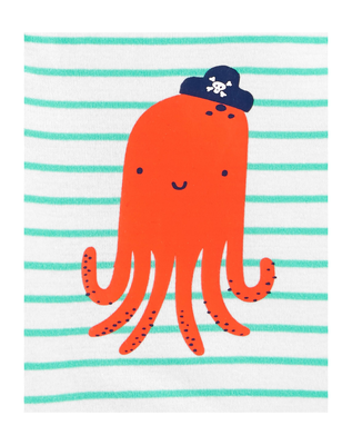 Imagen 2 del producto Pack 5 Bodies Manga Corta Pulpo y Camaleón Tedmimak 100% Algodón Body