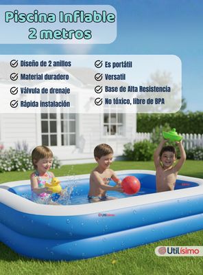 Imagen 2 del producto Piscina Inflable Rectangular 200x120x40 CM Color Azul