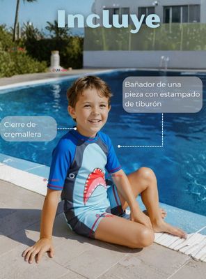 Imagen 2 del producto Traje de baño Enterito Con Cremallera Niño de 2 a 3 años Blue Shark