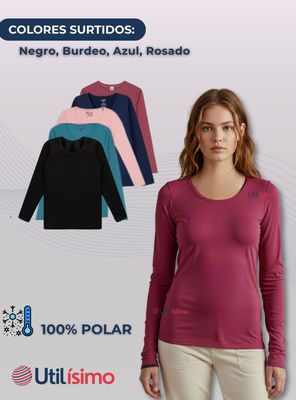 Imagen 2 del producto Pack 6 Camiseta Polar Manga Larga Primera Capa Mujer Polera Colores Surtidos