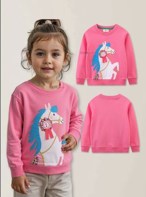 Polerón Algodón Cuello Redondo Niñas Fucsia Unicornio