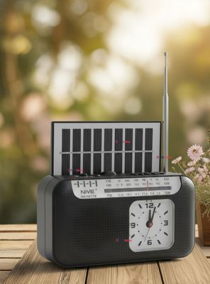 Imagen 1 del producto Radio Solar Portátil Recargable de Bluetooth AM/FM negro