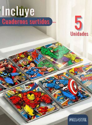 Imagen 2 del producto Pack 5 Cuadernos Universitarios Marvel Comics de 100 Hojas Proarte Diseños Surtidos