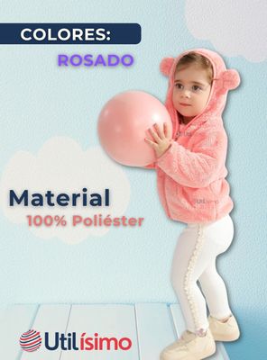 Imagen 2 del producto Chaqueta Polar con Capucha Niña Animalitos Rosada