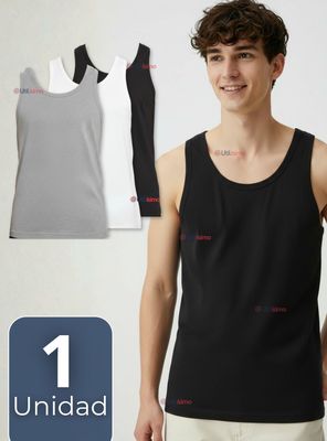 Camiseta Sin Manga Básica Suave 100% Algodón Colores Surtidos Hombre