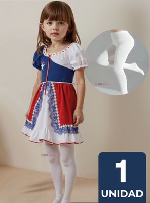 Ballerina Pantys Blancas Primera Capa  Niña Fiestas Patrias