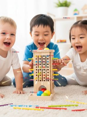 Juego de Mesa Funcional 49 Piezas Montessori Juguete Niño Niña de Madera Original