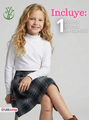 Imagen 2 del producto Polera Camiseta Bambú Blanca Cuello Beatle Primera Capa Manga Larga Niñas