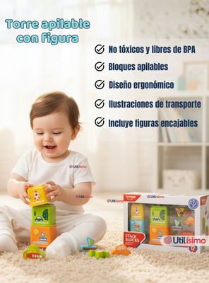 Imagen 2 del producto Juego Didáctico Bebé Apilable Torre Con Figuras para Niña y Niño
