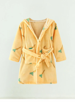 Imagen 2 del producto Batas De Baño Con Capucha Y Bolsillos Niño Y Niña Polar De Zanahoria