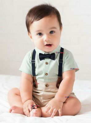 Conjunto de Vestir con Tirantes Camisa Pantalón Corto Algodón Bebe y niño