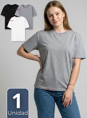 Imagen 1 del producto Camiseta Polera 100% Algodón Básica Lisa Elástica para Mujer Colores Surtidos