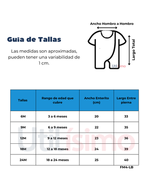 Imagen 2 del producto Enterito Corto 100% Algodón Bebé Niña 6 a 24 Meses Tropical Fruit