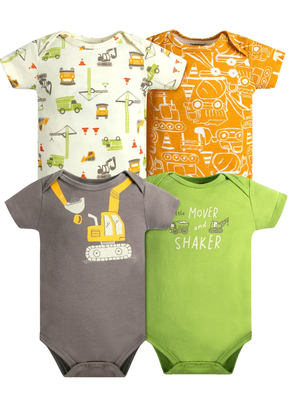 Imagen 1 del producto Pack 4 Bodys Niño Manga Corta Tedmimak 100% Algodón Estampado Transporte