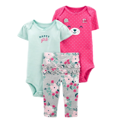 Set 3 Piezas Bebé Niña Happy Girl Osita Tedmimak