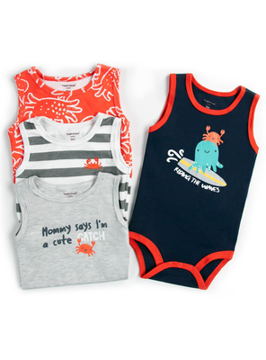 Imagen 2 del producto Pack 4 Bodys Niño Sin Manga Tedmimak 100% Algodón Cangrejo Rojo
