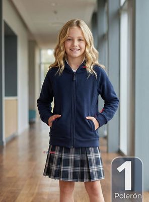 Imagen 1 del producto Polerón Escolar Polar Con Capucha Niña Unisex Azul 5 a 12 años