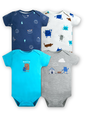 Imagen 1 del producto Pack 4 Bodys Niño Manga Corta Tedmimak 100% Blue Monster