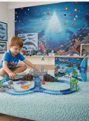 Pista Carreras de Auto para Niño Juguete Flexible Acuático 183 Piezas Armables