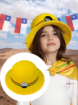 Imagen 2 del producto Sombrero Nortino Niña Amarillo Fiestas Patrias Baile Nortino