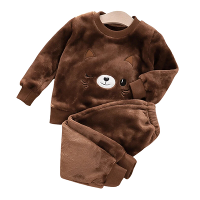 Set Invierno 2 Piezas Buzo Unisex Gato Marrón Oscuro Jump Kids