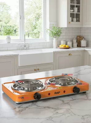 Cocina Eléctrica 2 Platos 2000W Cocinilla Portátil Color Naranja