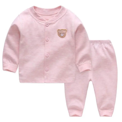 Set 2 Piezas Pijama Niña Oso Rosa Jump Kids 100% Algodón