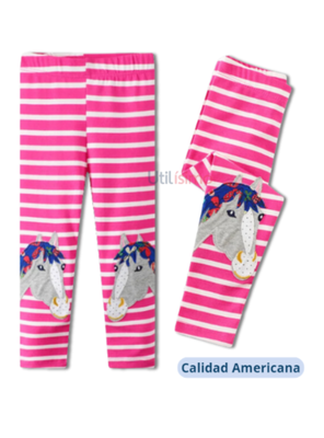 Imagen 2 del producto Calzas Niña Caballo Rosa Oscuro Rayas Jump Kids 100% Algodón