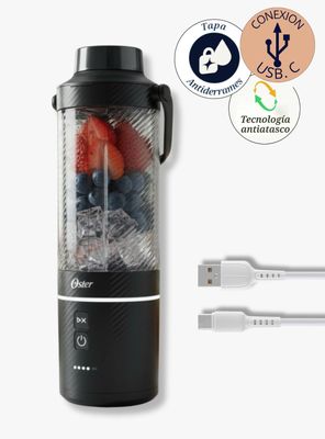 Oster Licuadora Portátil, GoMAX, Capacidad 590 ml, para Smoothies, Color Negro, BLSTGFP-B20-000