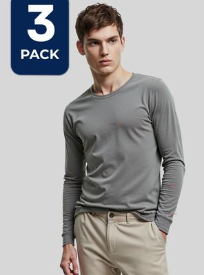 Pack 3 Camiseta Bambú Manga Larga Primera Capa Hombre Polera Surtido