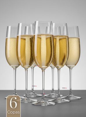 Set de 6 Copas de Champaña Espumante de Vidrio 180 ml