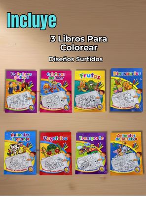 Imagen 2 del producto Pack 3 Libros Para Colorear Pintar Educativo Con Stickers Diseños Surtidos para Niños
