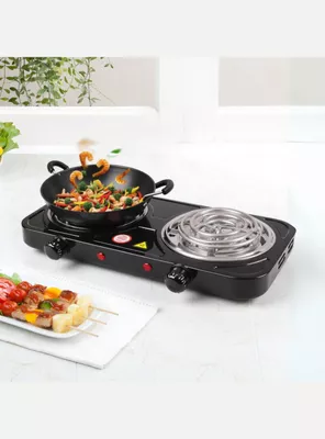 Cocina Eléctrica 2 Platos 2000w de Potencia Cocinilla Portátil Color Negro
