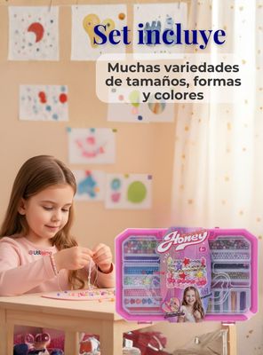 Imagen 2 del producto Set De Mostacillas Juguete Para Armar y Crear Pulseras Collares Niñas 