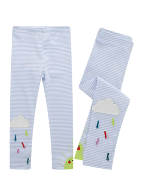 Calzas Niña Nubes Luvia Colores Azul Claro Jump Kids 100% Algodón