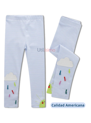 Imagen 2 del producto Calzas Niña Nubes Luvia Colores Azul Claro Jump Kids 100% Algodón