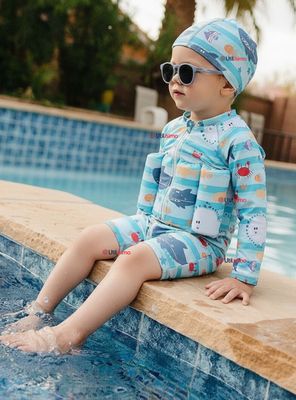 Imagen 1 del producto Traje de Baño Enterito con Flotador y Gorro Niño 2 Piezas 9 a 36 Meses Blue Sea