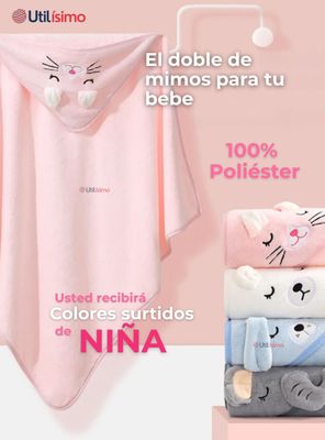 Imagen 2 del producto Toalla de Bebé Con Capucha Animales Surtidos Niña