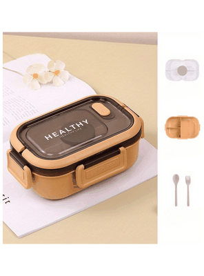 Fiambrera Contenedor 1200 Ml Táper Hermético + Salsera Plástico Beige