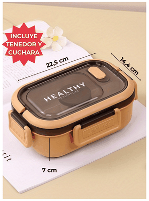 Imagen 2 del producto Fiambrera Contenedor 1200 Ml Táper Hermético + Salsera Plástico Beige