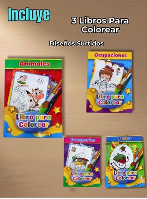 Imagen 2 del producto Pack 3 Libros Para Colorear Pintar Educativo Diseños Surtidos