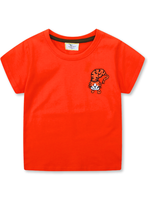 Polera Niño Algodón Manga Corta Jump Kids Rojo Tigre