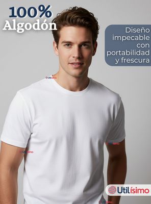 Imagen 2 del producto Pack 3 Camisetas Poleras 100% Algodón Básica Lisa Elástica Color Blanco Hombre