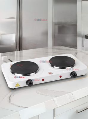 Cocina Eléctrica 2 Platos 2000w de Potencia Cocinilla Portátil Blanca