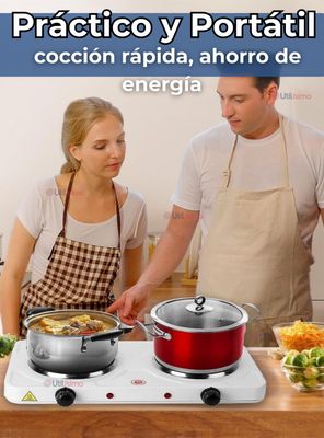 Imagen 2 del producto Cocina Eléctrica 2 Platos 2000w de Potencia Cocinilla Portátil Blanca