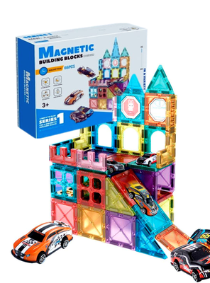 Imagen 1 del producto Bloques magnéticos 66 Pieza Pista de Carrera Para Niño