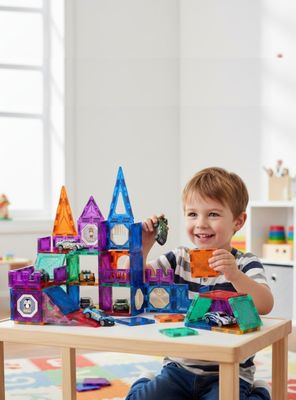 Juego Bloques De Construcción Magnéticos 3D 66 Piezas Niño o Niña