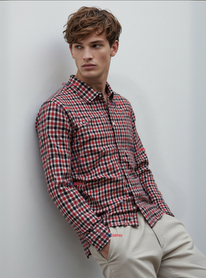 Camisa Huaso Cuadrillé Manga Larga 100% Algodón Cuadros Negro Y  Rojo